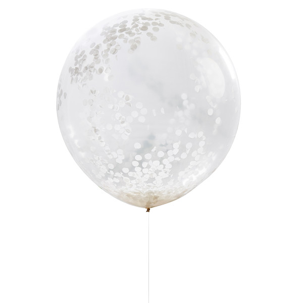 Riesen-Luftballons mit Konfetti (3 Stück) - weiß