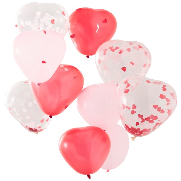 Herz-Luftballons 10 Stück rosa mix Konfetti