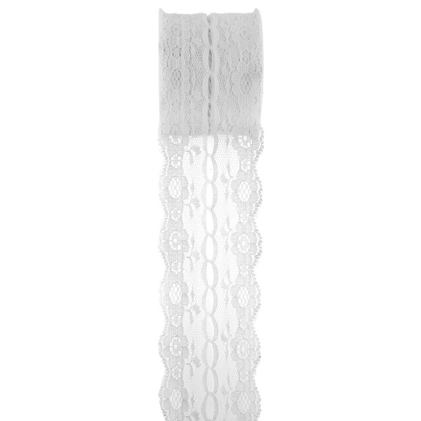 Dekoband 'Spitze Blüte', 50 mm x 3 m - weiß