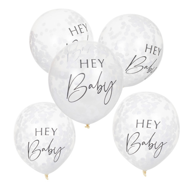 Botanical Baby Konfetti Luftballons 'Hey Baby' 5 Stück