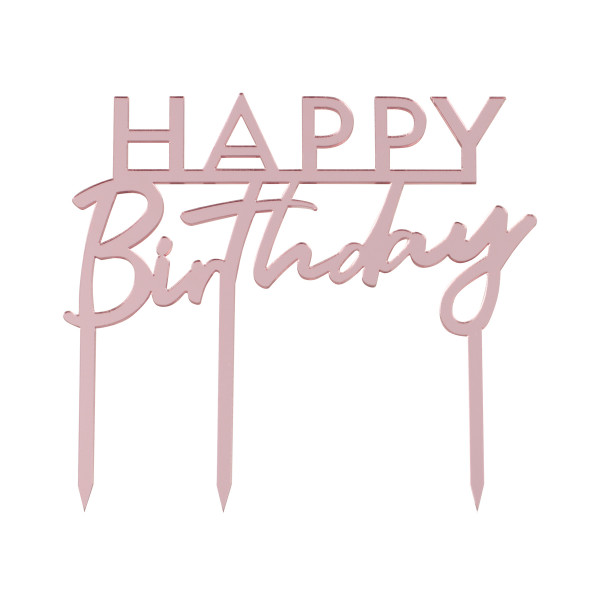 Tortenstecker Acryl Happy Birthday - roségold