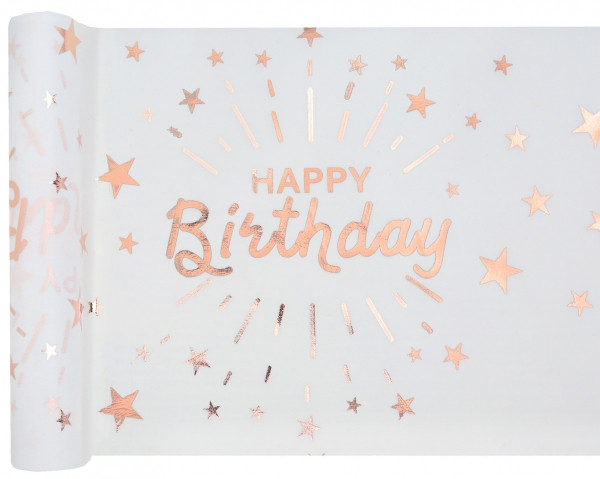 Tischläufer Happy Birthday / Geburtstag - weiß & rosegold