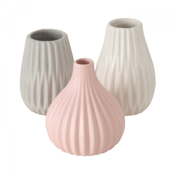 Vasen Set Wilma 3-tlg. - weiß, rosa & grau