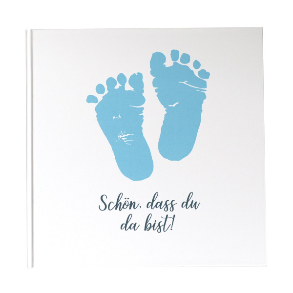 Gästebuch Babyfüße 'Schön, dass du da bist!' hellblau