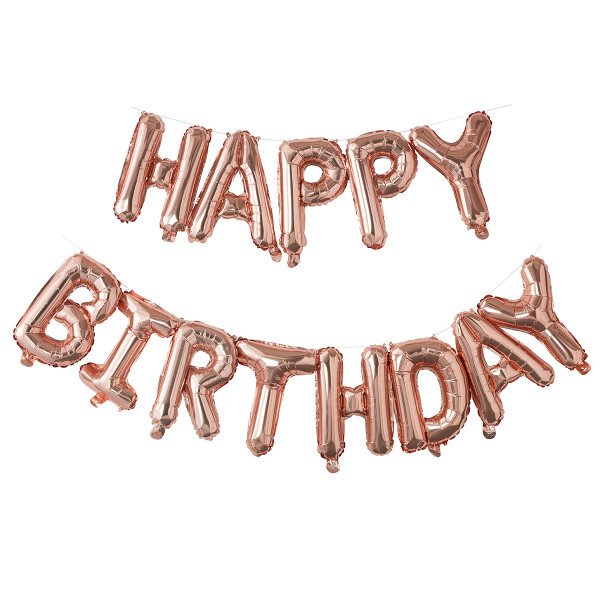 Folienballon Set 'Happy Birthday' 250 cm - roségold