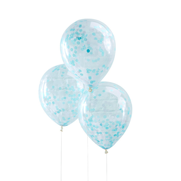 Konfetti Luftballons 5 Stück - hellblau
