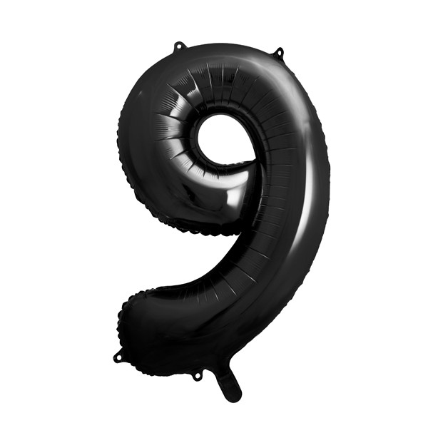 Folienballon '9' 86 cm - schwarz