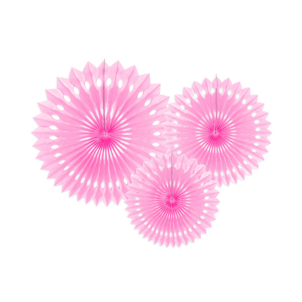 Dekofächer / Dekorosetten 3-teilig - rosa