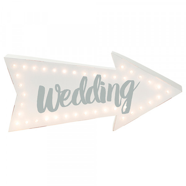 LED Wegweiser / Schild Leuchtpfeil 'Wedding' weiß-silber