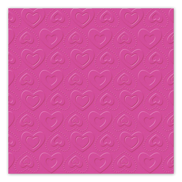 Servietten Herzen geprägt (16 Stück) - pink