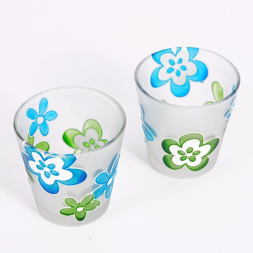 Teelichthalter 'Blume' türkis/grün (2 Stück)