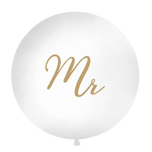 Jumbo Ballon 'Mr' 100 cm - weiß & gold