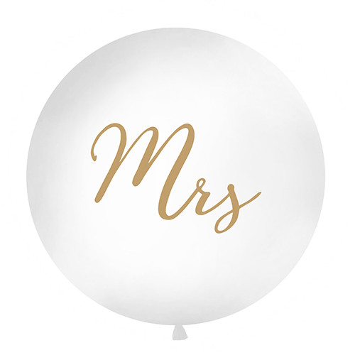Jumbo Ballon 'Mrs' 100 cm - weiß & gold