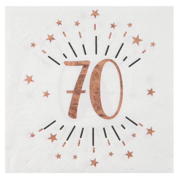 Servietten 70. Geburtstag - weiß & roségold