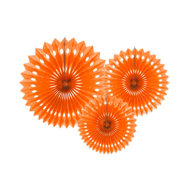 Dekofächer / Dekorosetten 3-teilig - orange