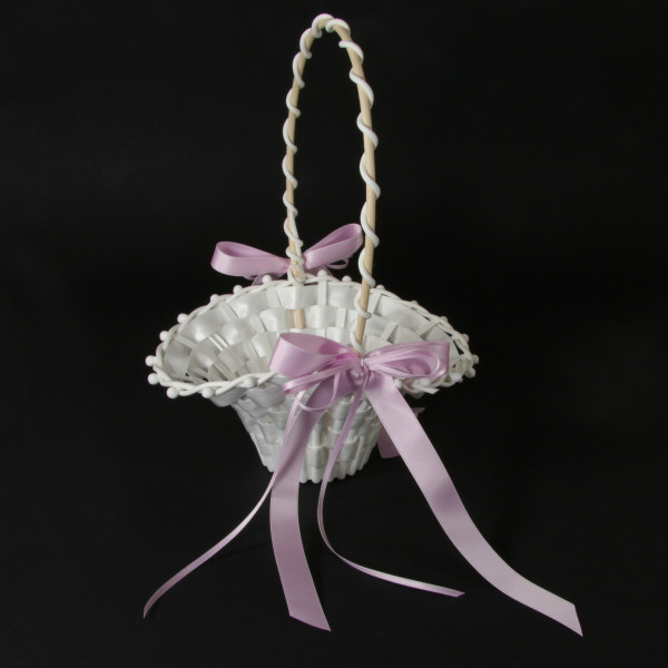 Streukörbchen mit Schleife - weiß & rosa