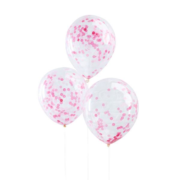 Konfetti Luftballons 5 Stück - pink