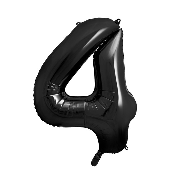 Folienballon '4' 86 cm - schwarz