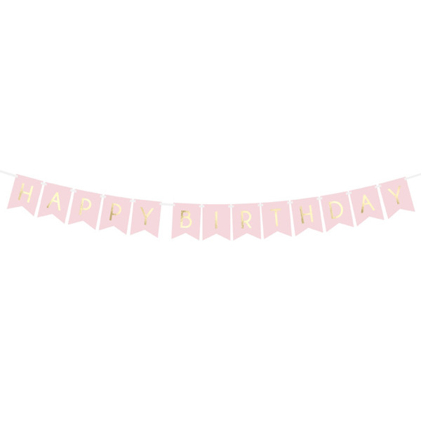 Girlande Happy Birthday 175 cm - rosa & gold
