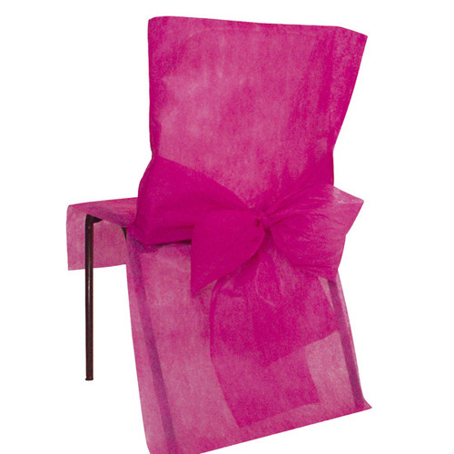 Stuhlhussen mit Schleife, Vlies (10 Stück) pink