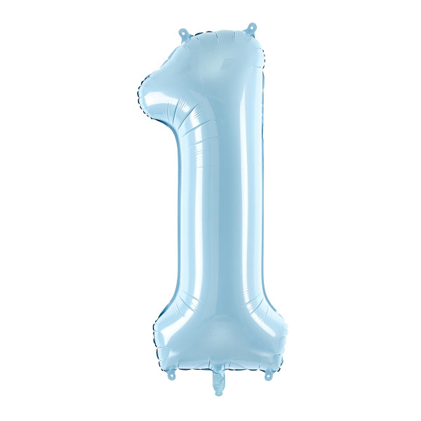 Folienballon '1' 86 cm - hellblau
