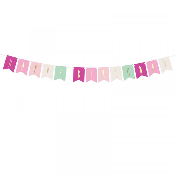 Girlande Happy Birthday 140 cm - pink & mint Mix