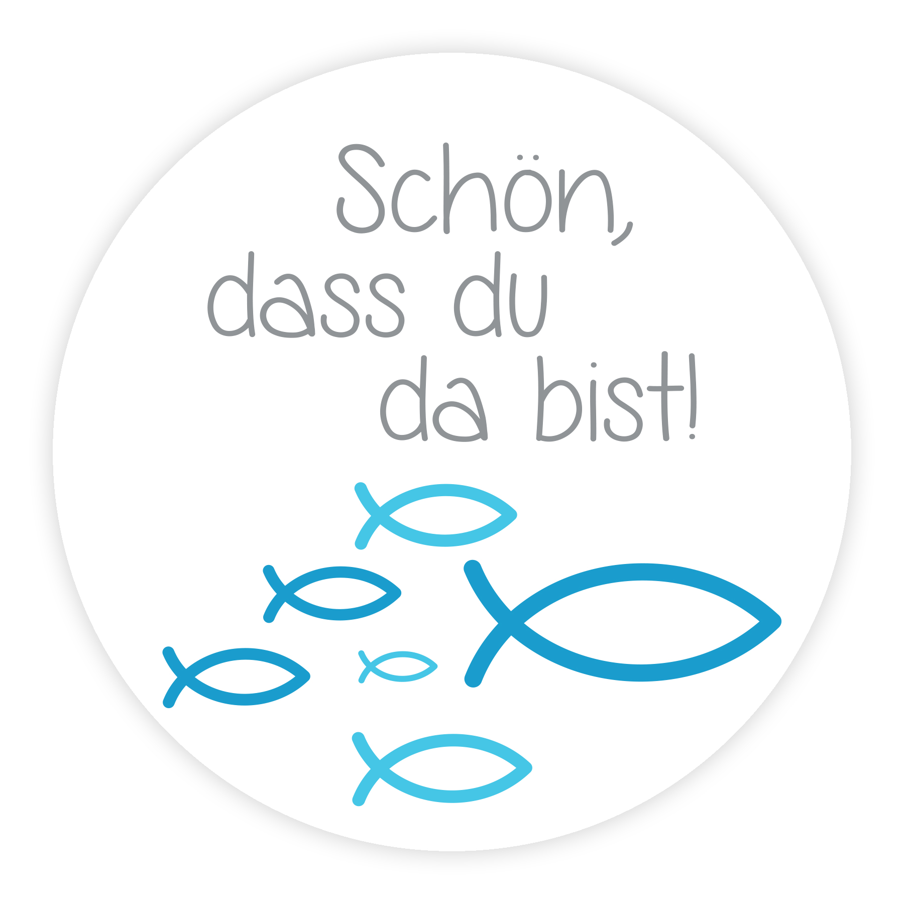 itenga 25x Sticker Aufkleber Fisch Danke hellblau Kommunion Konfirmation Taufe 