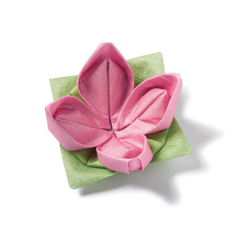 Dinnerservietten Origami Seerose (12 Stück) - rosa