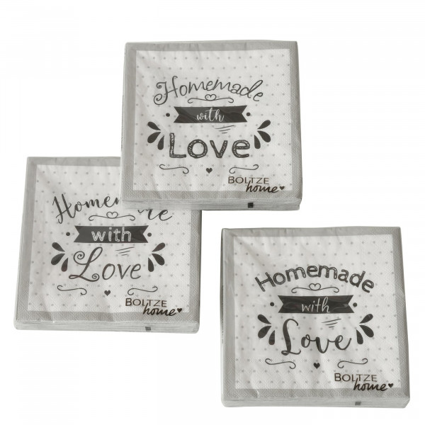 3 x 20 Servietten 'Homemade with Love'